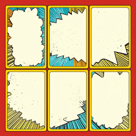 Generative AI : Vintage comic book page with blue dot printing pattern and white speech bubble on a paper texture backgroundの素材