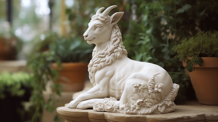 Generative AI : White dog statue in Sintra Portugal Stone dog sculptureの素材