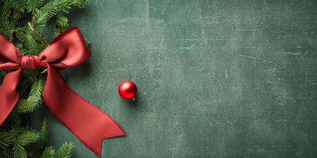 Generative AI : Wooden new year background white surface green tree red berriesの素材