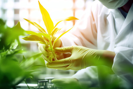 Generative AI : agriculture organic agronomist genetic genome laboratory biotech plant research gene agriculture check a result genome plant technology for research biotech laboratの素材