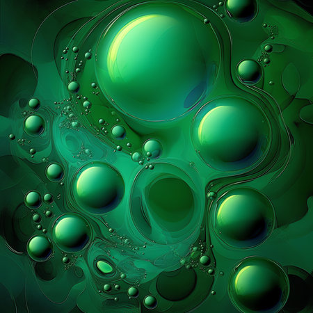 Generative AI : bubbles in a green water close upの素材