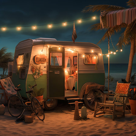 Generative AI : caravan sea holidays summerの素材