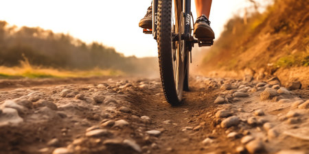 Generative AI : detail of bike and feet of a cyclist in a bicycle raceの素材