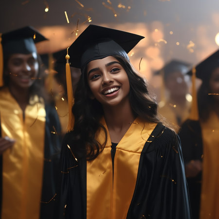 Generative AI : graduationStudent hold hats in hand during commencement success graduates of the universityConcept education congratulationGraduation CeremonyCongratulated the gradの素材