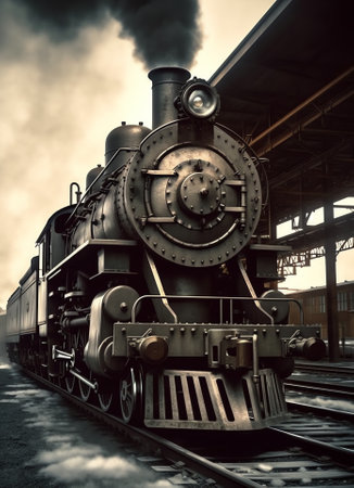 Generative AI : midwest railroad and engines in Indianaの素材
