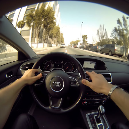 Generative AI : sudden braking in the car to avoid collisionの素材