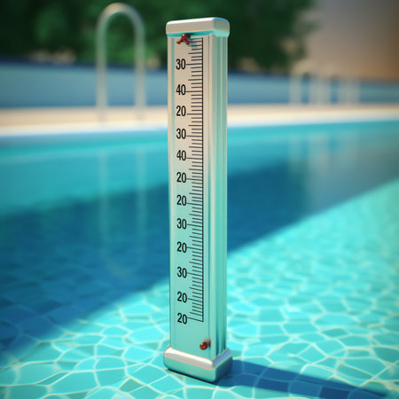 Generative AI : thermometer shows a high temperature during heat waveの素材