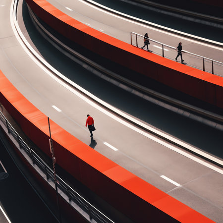 Generative AI : two red cars on the pedestrian crossingの素材
