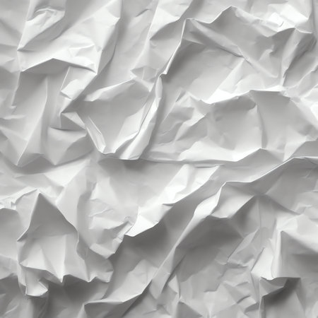 Generative AI : white crumpled and creased paper poster texture backgroundの素材