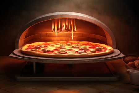 Generative AI : A traditional oven for cooking and baking pizzaの素材