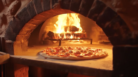 Generative AI : A traditional oven for cooking and baking pizzaの素材