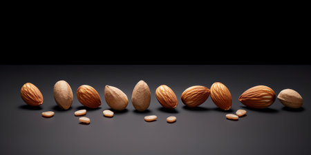 Generative AI : Almond Almond nut isolated Almond slice Full depth of fieldの素材