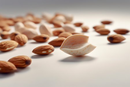 Generative AI : Almond Almond nut isolated Almond slice Full depth of fieldの素材