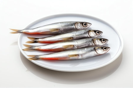 Generative AI : Anchovy Fillet isolated on whiteの素材