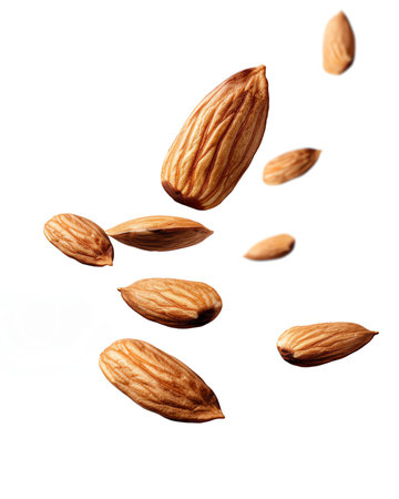 Generative AI : Almond isolated Almonds on white background Almond set Full depth of fieldの素材