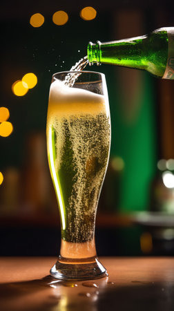 Generative AI : Beer is pouring into the glassの素材