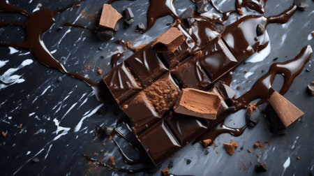 Generative AI : Chocolate background Melted chocolate Chocolate surfaceの素材