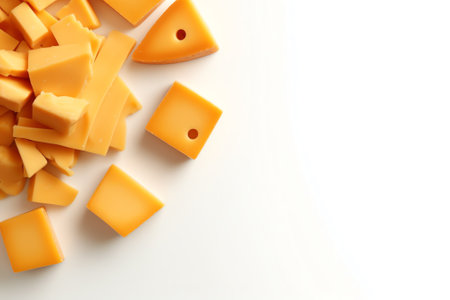 Generative AI : Cheese slices on white backgroundの素材