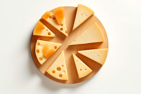 Generative AI : Cheese slices on white backgroundの素材