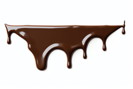 Generative AI : Chocolate syrup isolated on white background Hot sweet liquid patternの素材