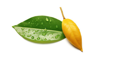 Generative AI : Citrus leaves with drops isolated on a white background Collection Full depth of fieldの素材