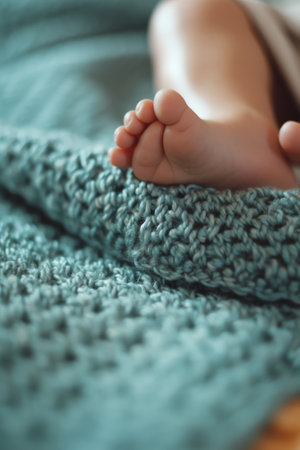 Generative AI : Close up of newborn and mother feetの素材