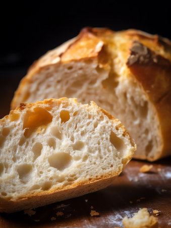 Generative AI : Closeup of traditional breadの素材