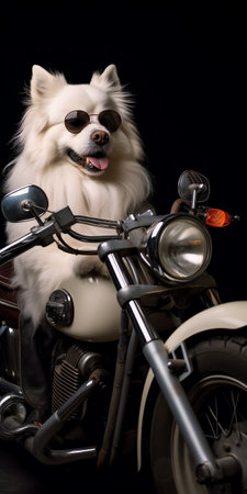 Generative AI : Dog on motorcycleの素材