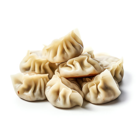 Generative AI : Dumplings Russian pelmeni isolated on whiteの素材