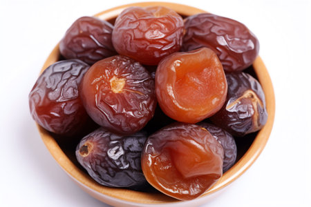 Generative AI : Dried plums isolated on white prunes collectionの素材