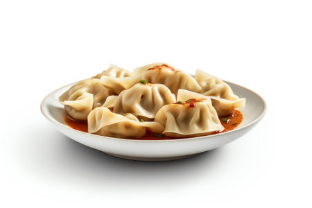 Generative AI : Dumplings Russian pelmeni isolated on whiteの素材
