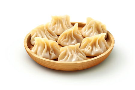 Generative AI : Dumplings Russian pelmeni isolated on whiteの素材