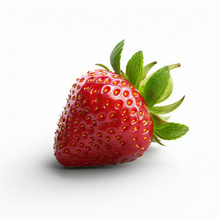 Generative AI : Fresh strawberry isolated on whiteの素材
