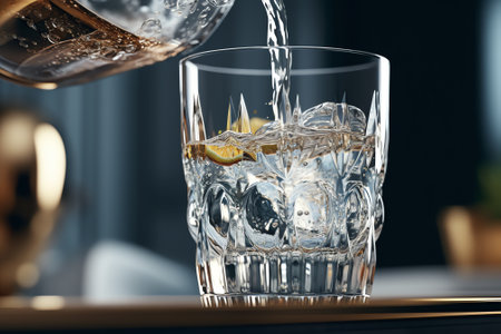 Generative AI : Glass of pouring water with iceの素材