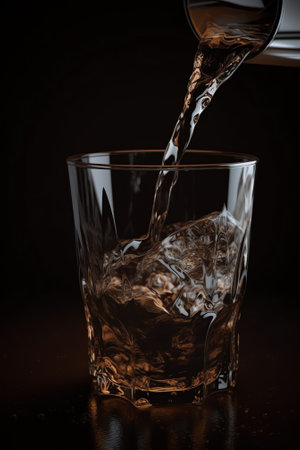 Generative AI : Glass of pouring water with iceの素材