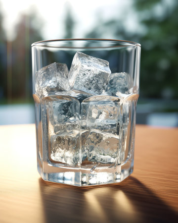 Generative AI : Glass of mineral carbonated water with iceの素材