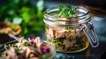 Generative AI : Canned tuna chunks with green saladの素材