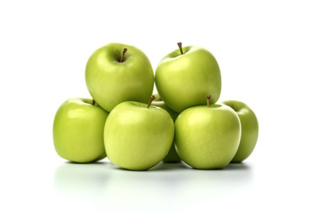 Generative AI : Green apple collection set of fruit isolated on whiteの素材