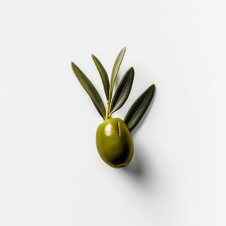 Generative AI : Green olive isolatedの素材