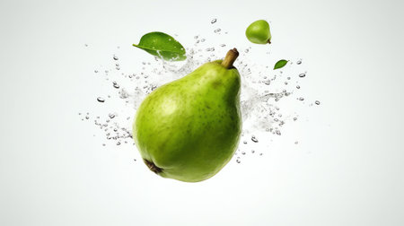 Generative AI : Lime fruit isolate Lime whole half slice leaf on white Falling lime slices with leaves Flying fruit Full depth of fieldの素材