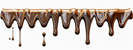 Generative AI : Melted chocolate is dripping Streams isolated on whiteの素材