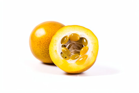 Generative AI : Passion fruit isolated on whiteの素材