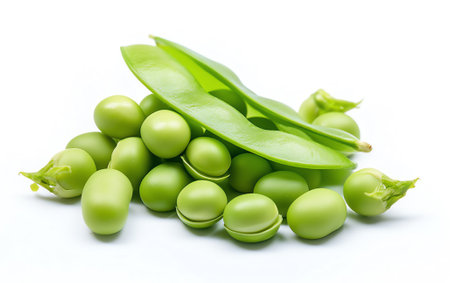 Generative AI : Pea pods isolated on whiteの素材
