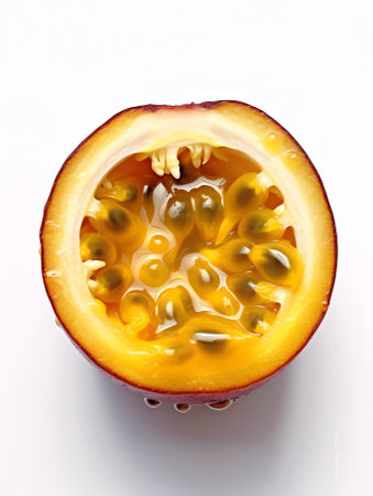 Generative AI : Passion fruit isolated on white background Collectionの素材