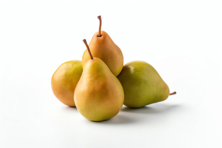 Generative AI : Pears isolated Pears with leaf on white background Full depth of fieldの素材