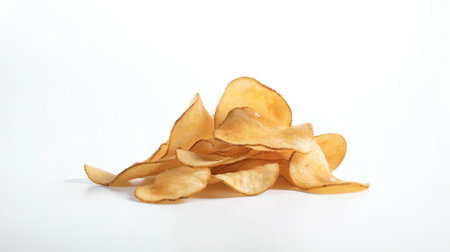 Generative AI : Potato chips isolated on white background Collectionの素材