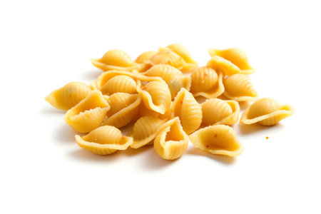 Generative AI : Shell Pasta isolated on white backgroundの素材