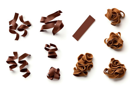 Generative AI : Set of chocolate pieces isolated on whiteの素材