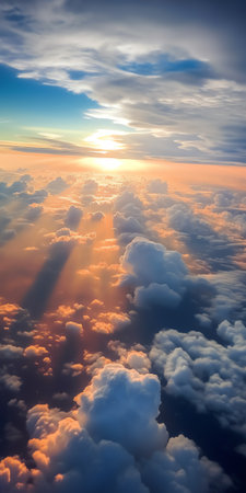 Generative AI : Clouds earth sky view from plane window in cloudy dayの素材
