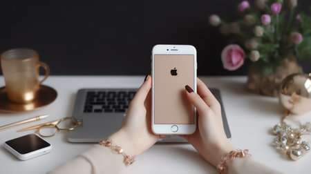 Generative AI : Young woman hands holding credit card using smart mobile phone for digital banking internet payment online shopping via mobile banking app financial technology Ecom